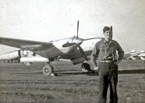 Ed poses in an Italian airfield, 1944. While he was stationed in Italy, he lived with an Italian family. During our presentation at my daughter's school, I read from his journal about a meal he shared with the Italian family.  